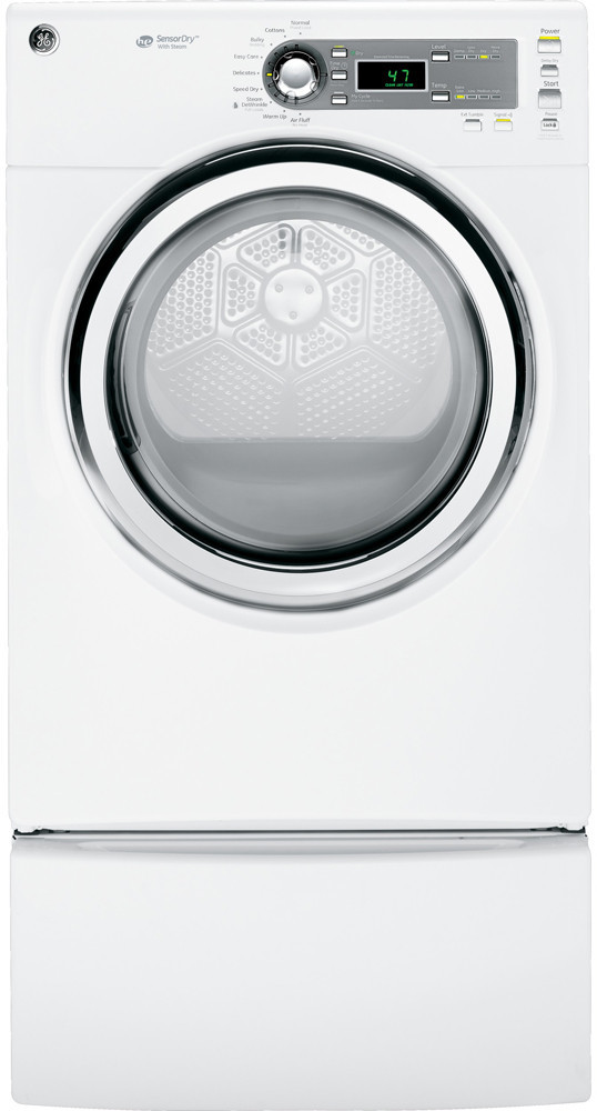 GE GFDS140EDWW 27 Inch 7.0 cu. ft. Electric Dryer with 9 Dry Cycles, 4