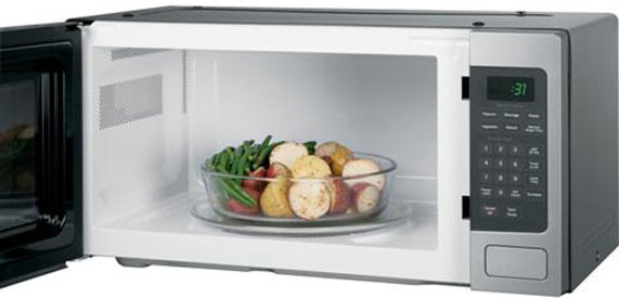 GE PEM31DFWW 1.1 cu. ft. Countertop Microwave Oven with 800 Watts, 10 ...