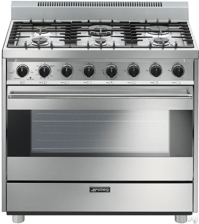 Smeg C36GGXU 36 Inch Freestanding Gas Range with 6 Sealed Burners, Cast