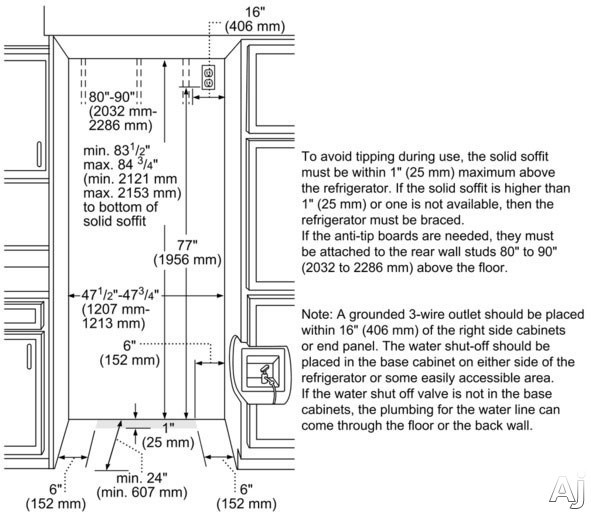 Thermador T48BD810NS 48 Inch Builtin Side by Side Refrigerator with 30